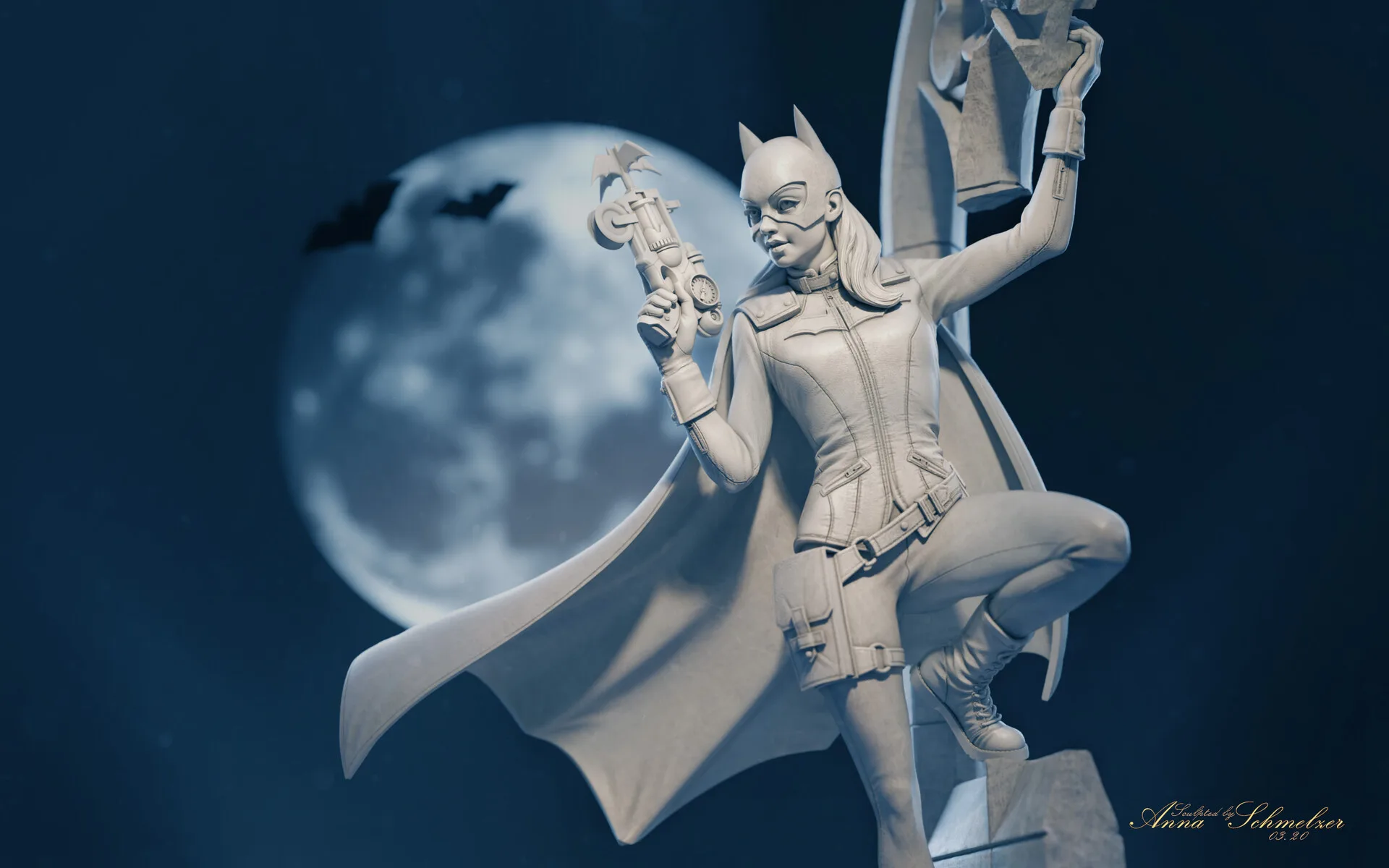 Batgirl collectible — DC Comics character sculpt by Anna Schmelzer, CG Society Hall of Fame 2020