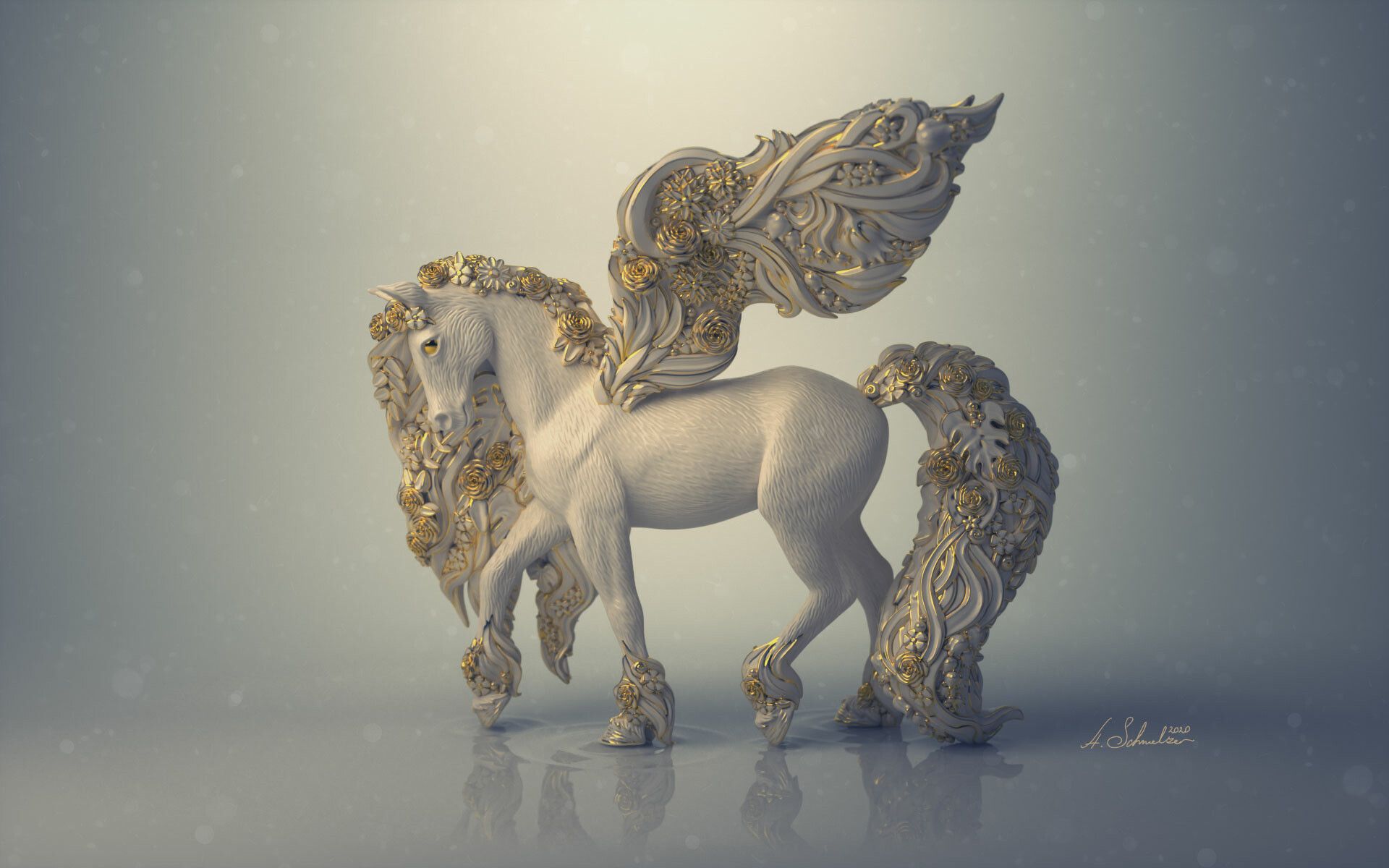 Blossom Pegasus toy sculpt for Schleich Bayala product line — ZBrush character design by Anna Schmelzer