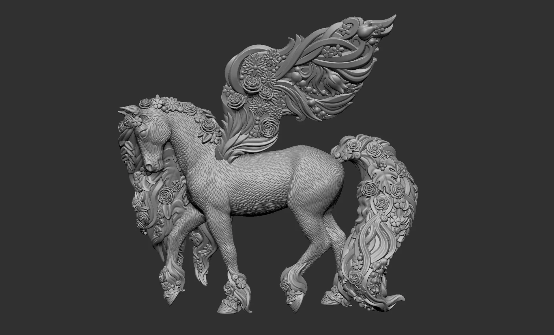 Blossom Pegasus — ZBrush clay render 04, wing structure and character proportions for Schleich
