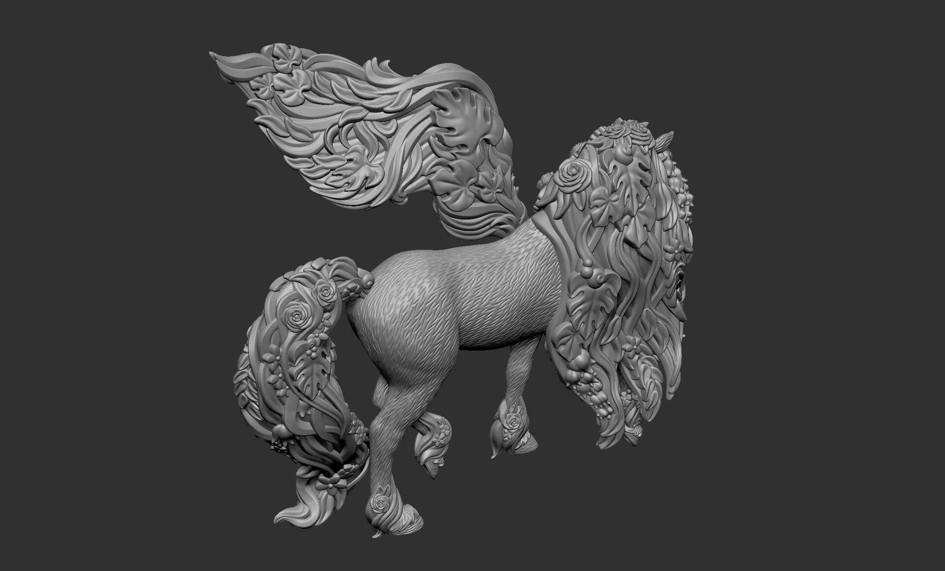 Blossom Pegasus — ZBrush clay render 05, final pre-production character model by Anna Schmelzer