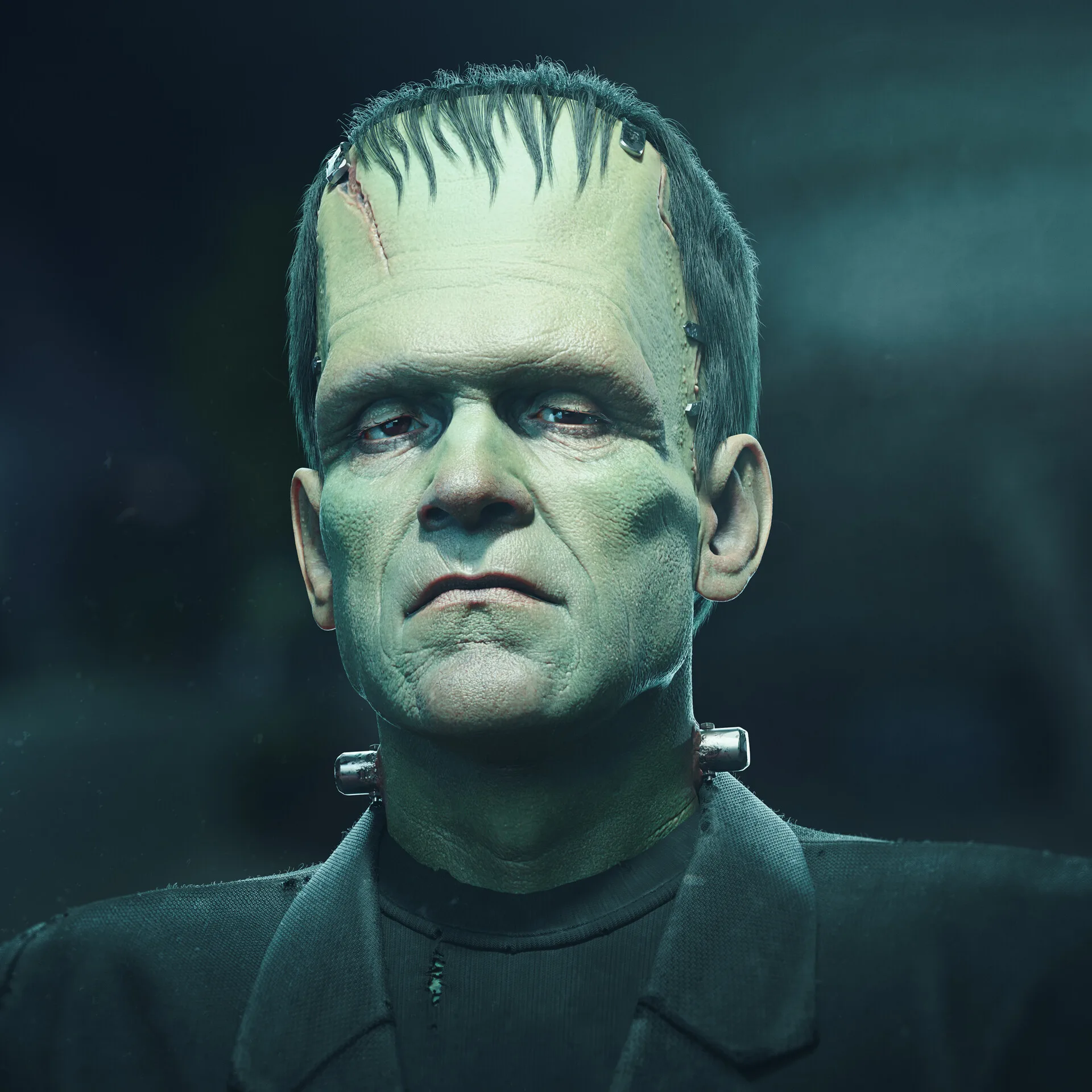 Frankenstein's Monster — front-right view character model, ZBrush sculpt with SSS skin shader by Anna Schmelzer