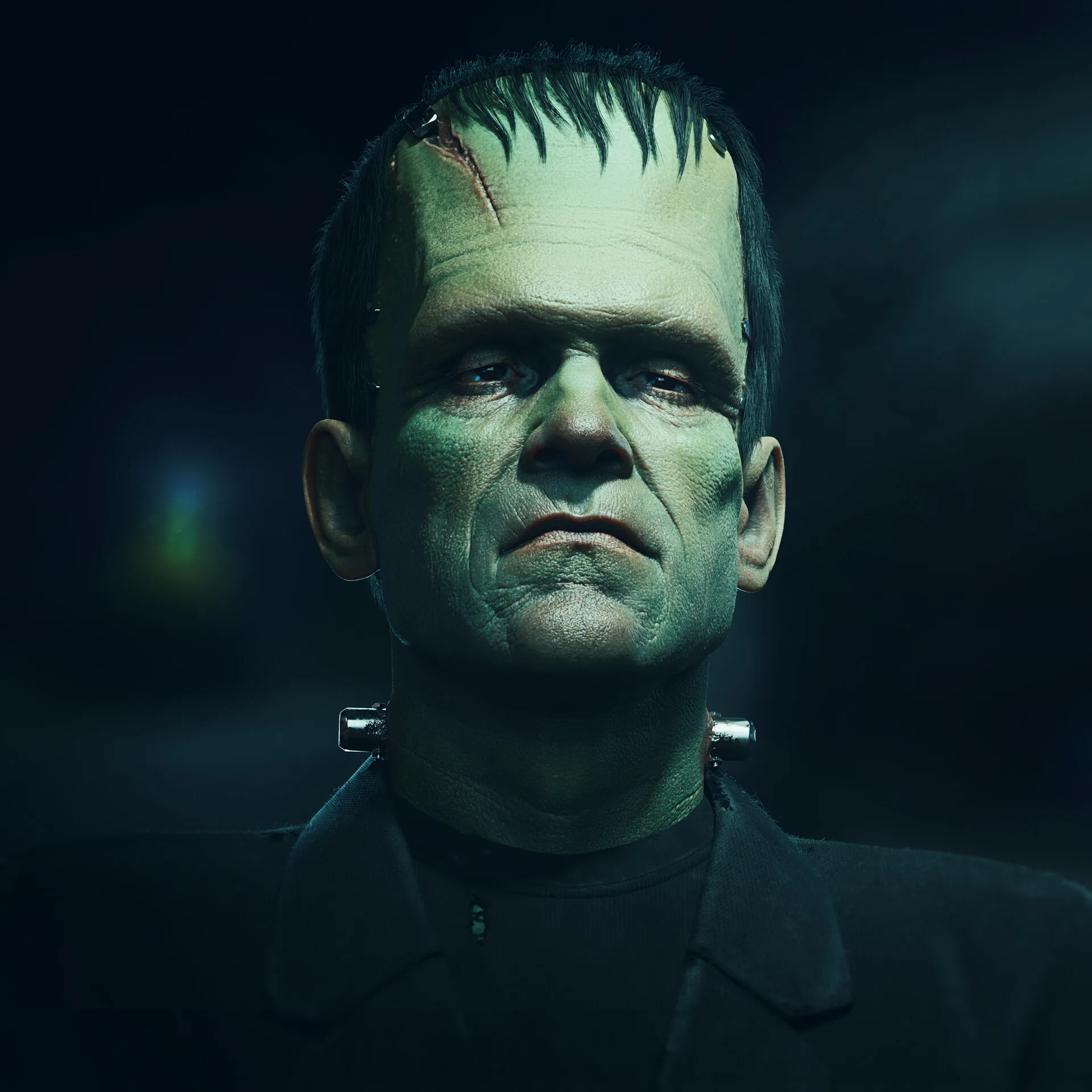 Gothic ZBrush character sculpture of Frankenstein's Monster by Anna Schmelzer — dramatic atmospheric render, Hannover