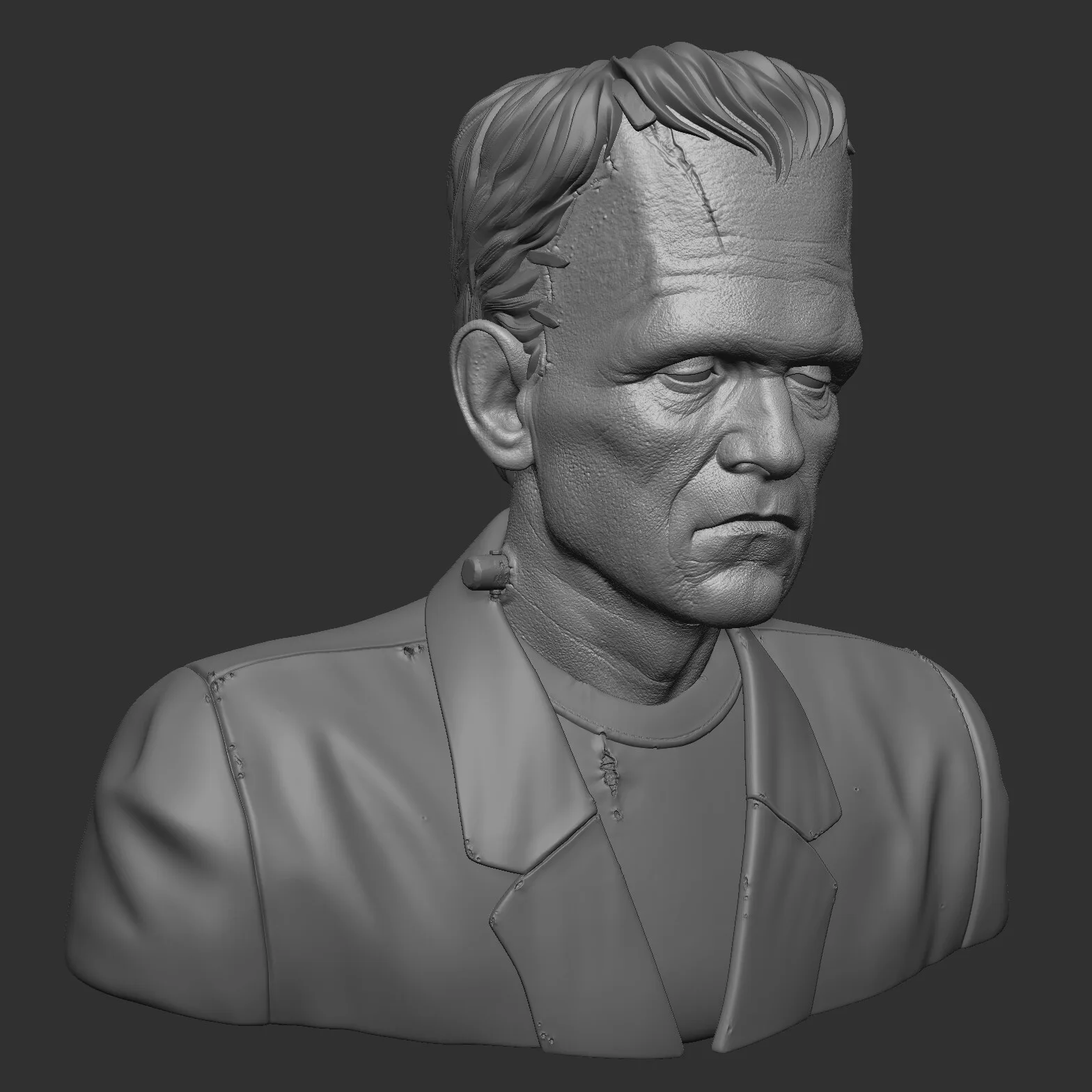 Frankenstein's Monster — ZBrush progress render 03, surface detail pass by Anna Schmelzer