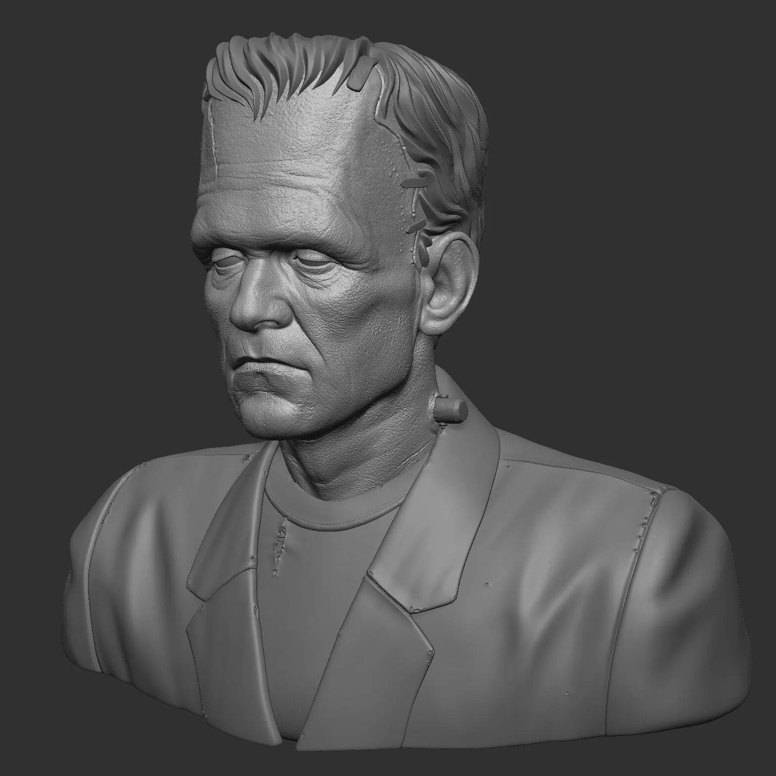 Frankenstein's Monster — ZBrush progress render 05, skin pore and texture pass