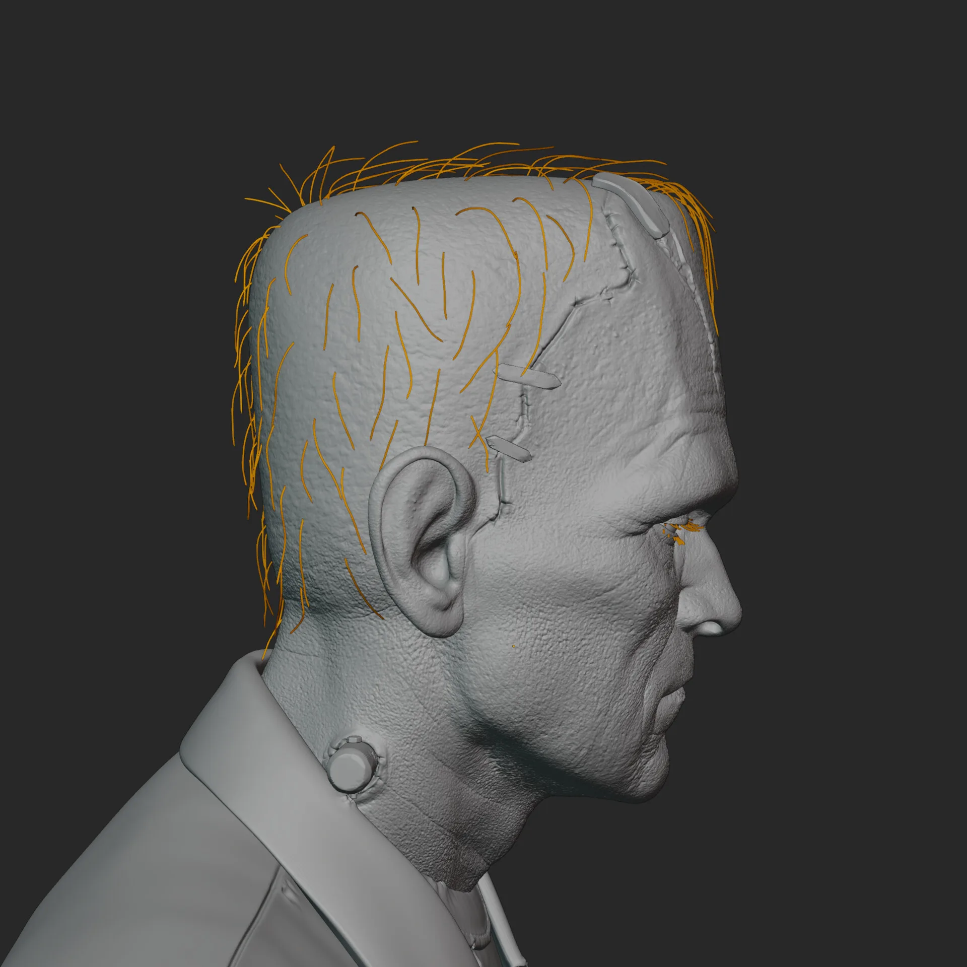Frankenstein's Monster — skin texture and SSS render pass 03, Blender Cycles character render