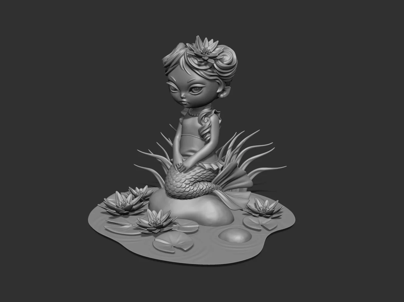 Mermaid Diorama — front-right view of the full diorama composition by Anna Schmelzer