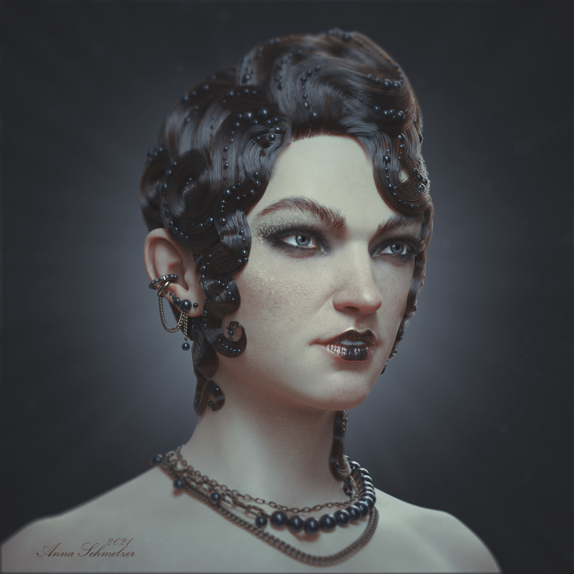 Portrait with Waves — character model by Anna Schmelzer