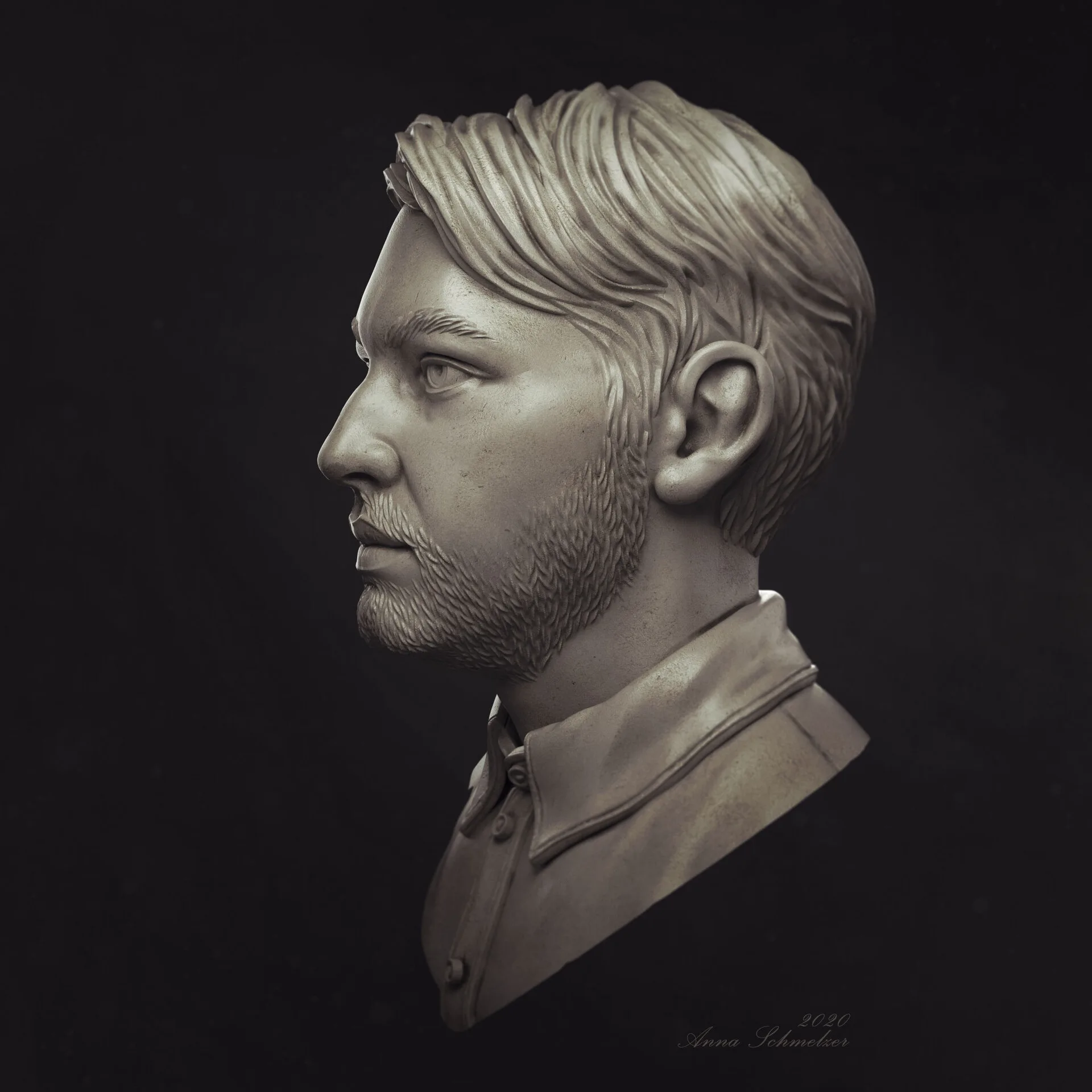 Radcat portrait — Andre, 60-degree left view, corporate identity 3D portrait by Anna Schmelzer