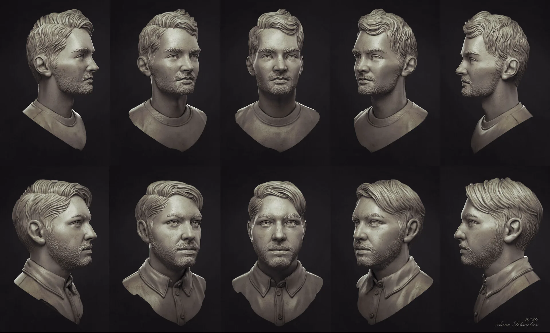 Radcat portrait — Andre, hero render, ZBrush sculpture portrait by Anna Schmelzer for Radcat Design