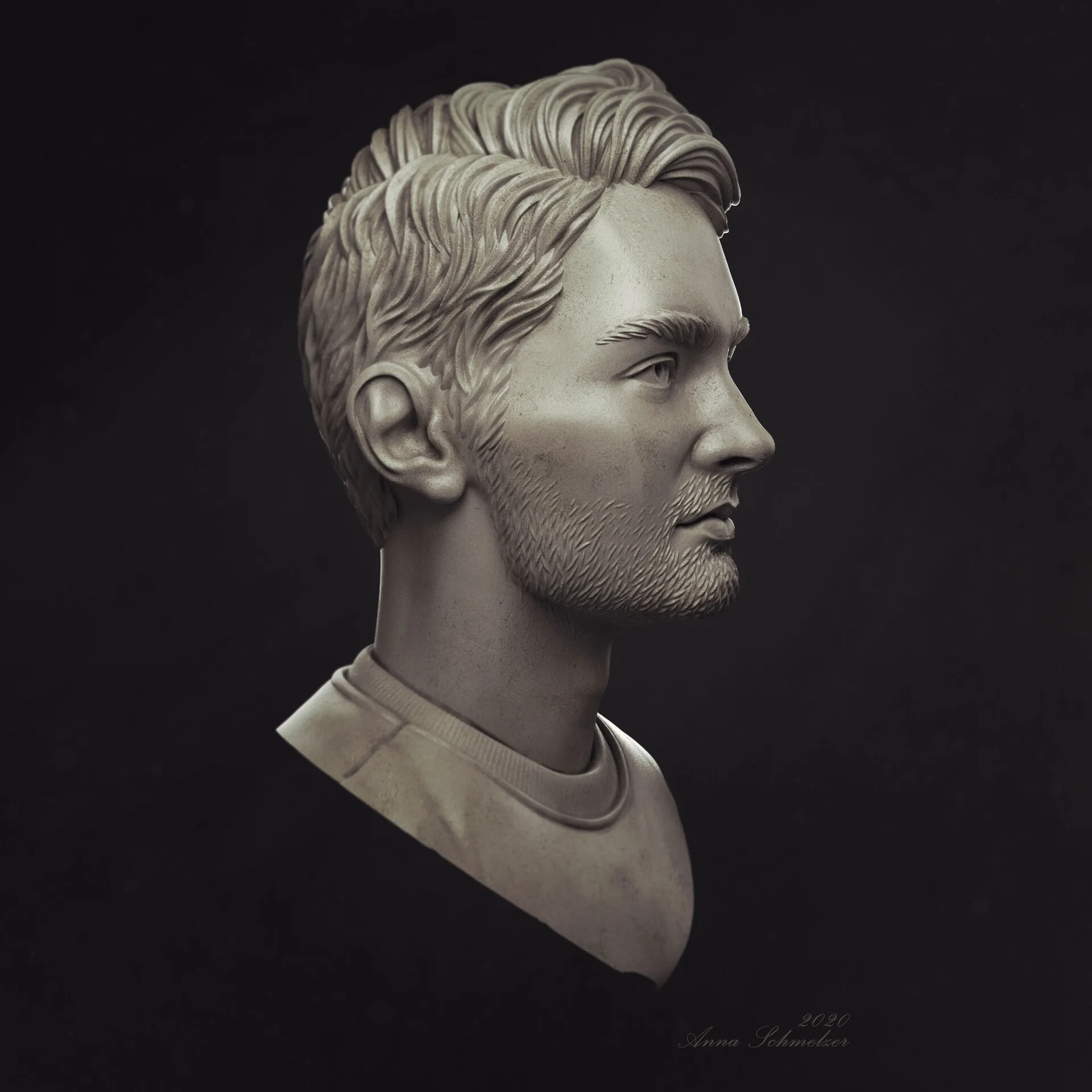Radcat portrait — Brendan, 60-degree left view, digital portrait for corporate identity by Anna Schmelzer