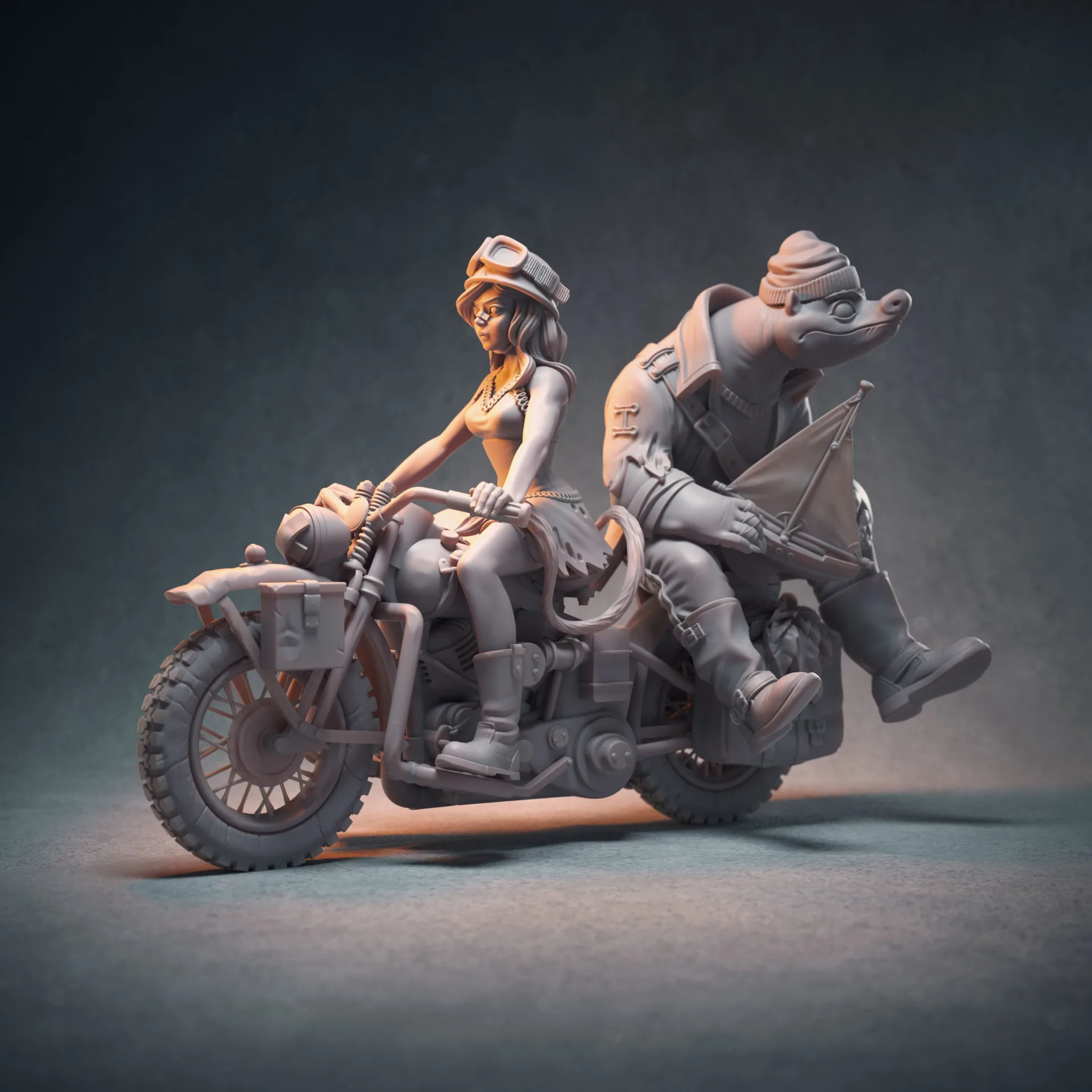 Stranski Bike Group — full character lineup, collectible figure range sculpted in ZBrush by Anna Schmelzer