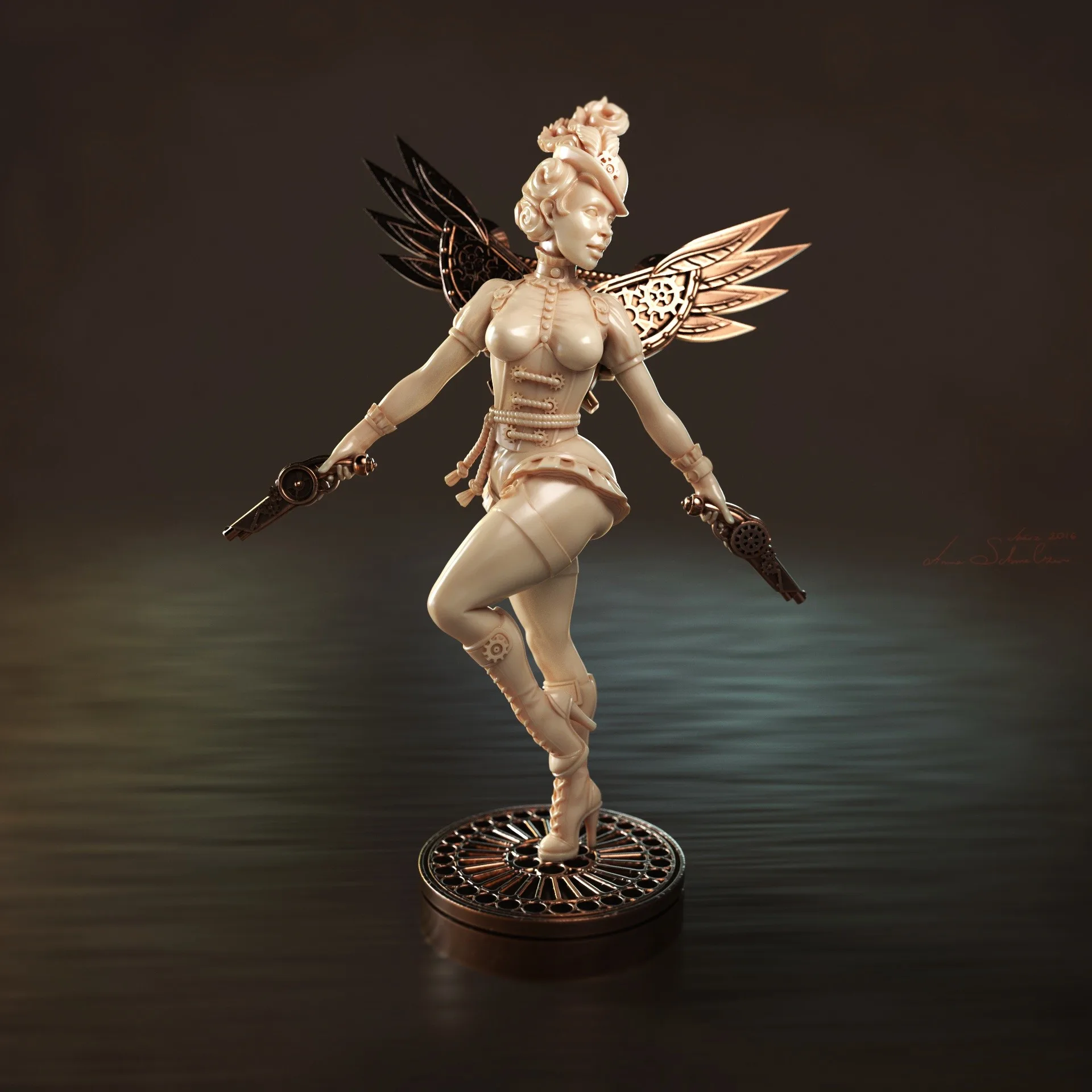 Vicky — Victorian Angels 80mm miniature sculpted in ZBrush by Anna Schmelzer, Hannover — 3D print character art