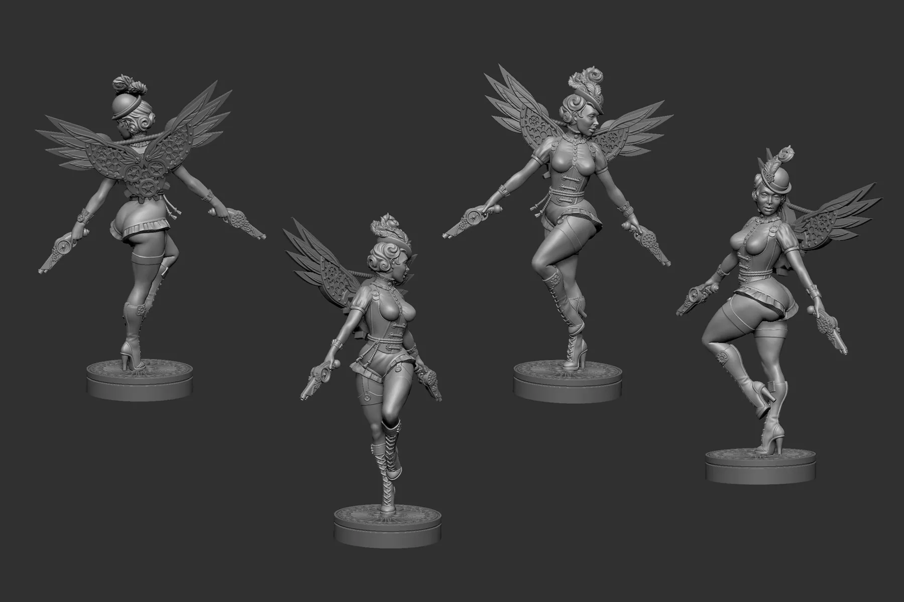 Vicky Victorian Angels — full ZBrush turnaround on display base, 80mm 3D print miniature by Anna Schmelzer